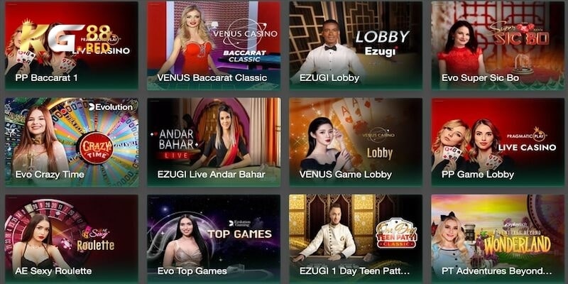 Các trò chơi phổ biến và hấp dẫn tại Live Casino Kg88